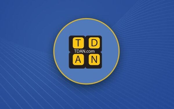 Yellow TDAN logo on a blue background